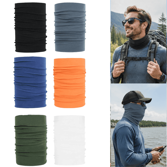 6 Pack Neck Gaiter Mask for Men Women, UV Sun Protection Windproof Neckwear Face Cover for Cycling Fishing Hiking