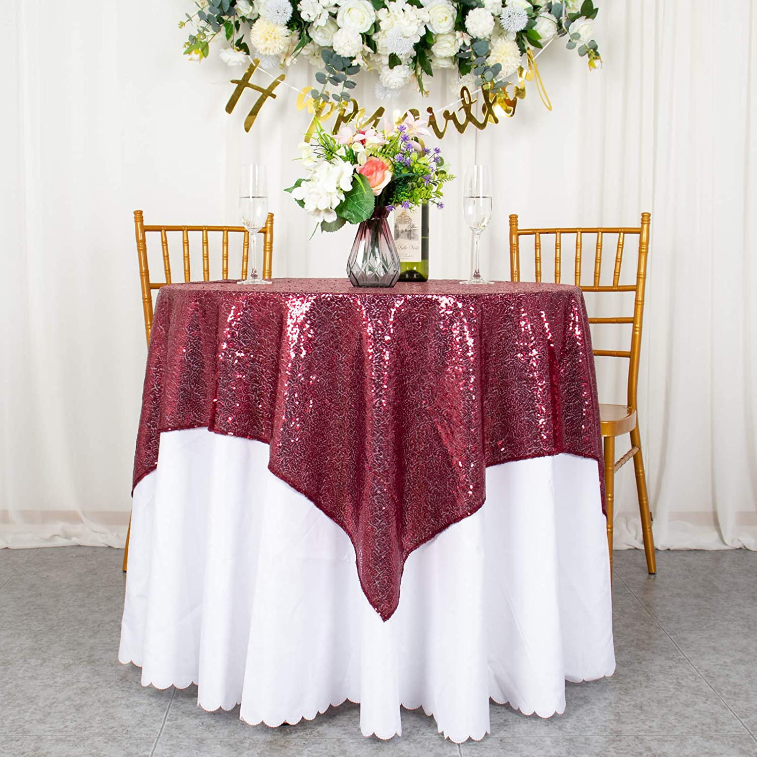 AMZLOKAE Sequin Tablecloth Square 50x50 Burgundy Table Overlay Glitter Table  Cloths for Parties Seamless Tablecloth Sparkle Table Cover for Dining Room  Kitchen Table Linen - Walmart.com