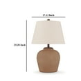 thumbnail image 5 of Benjara BM327808 Tery Table Lamp - Empire Hardback Shade - Textured Rust Brown Metal Base & White, 5 of 5