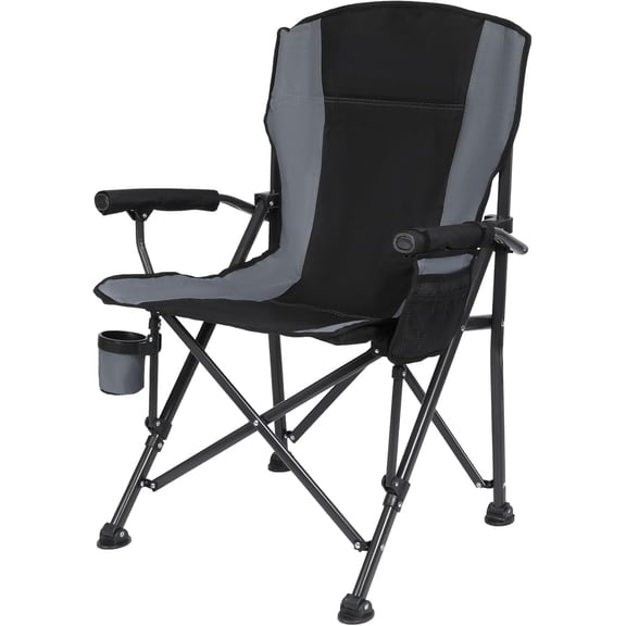 REDCAMP Oversized Folding Camping Chair for Adults Heavy Duty 300lb, Sturdy Steel Frame Outdoor Portable Lawn Camp Chairs with High Back Cup Holder