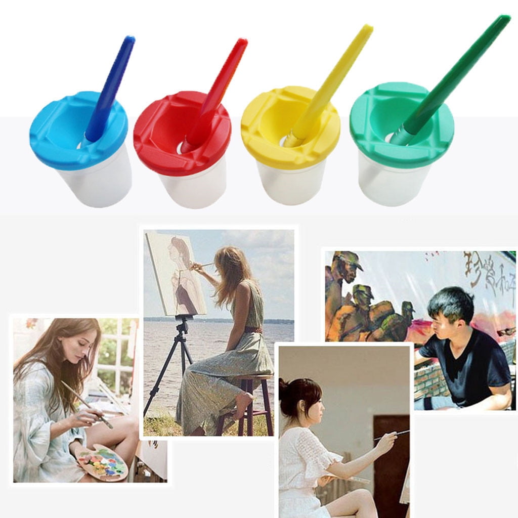  Paint Cups for Kids,4Pcs Spill Proof Paint Cups with