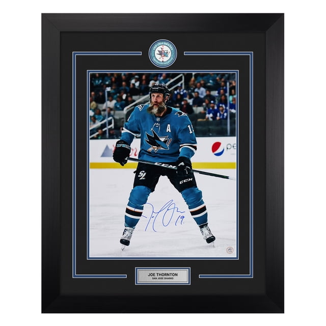 Joe Thornton Autographed San Jose Sharks Centre Ice Logo 26x32 Frame