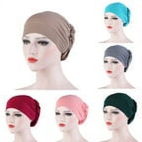 SPRING PARK Women Solid Color Soft Knotted Night Sleep Casual Cap Muslim Bonnet Turban Chemo Hat