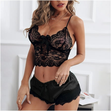 

Tejiojio Mother s Day Gifts Women Seamless Lace Bow Lingerie Underwear Sleepwear Underwear Satin Pajamas Sets