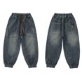 thumbnail image 5 of WOLLED Kids Drawstring Denim Pants Youth Boys Casual Loose Jeans 5-15y Toddler Fall Jeans Trousers, 5 of 8