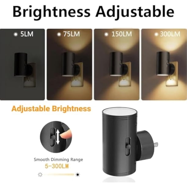 Motion Sensor Night Light With Clock Display – 3 Color Temperatures, Dimmable, Plug-In Wall Light For Bathroom, Hallway, Stairs, Bedroom, Kitchen