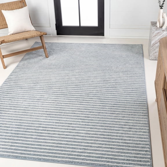 JONATHAN Y SCANDINAVIAN 4 x 6 Area Rug, Aarhus Minimalist Striped - Blue/Ivory, SCN102E-4