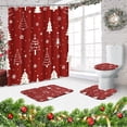 thumbnail image 3 of RYLABLUE Merry Christmas Christmas Trees Red Xmas Snowflakes 4 Piece Bathroom Set Shower Curtain Bath Rug Contour Mat and Toilet Lid Cover, 3 of 5