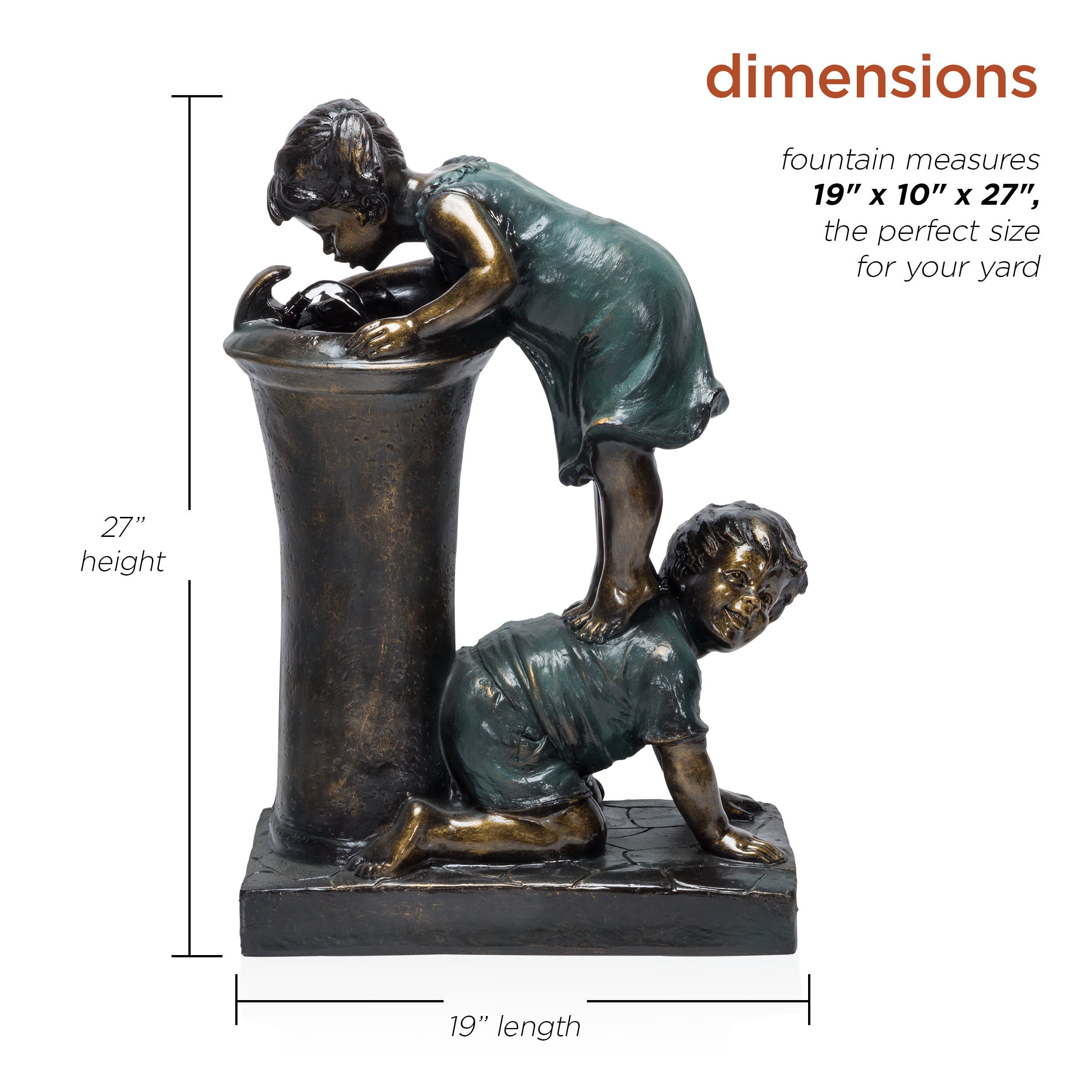 Alpine Corporation Indoor/Outdoor Girl and Boy Drinking Water Fountain, Stone