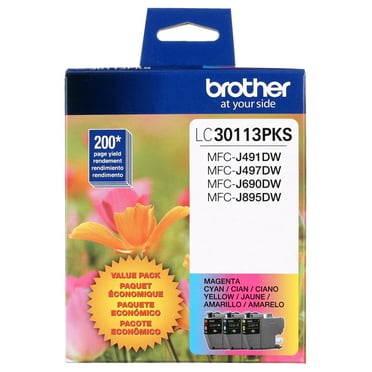 Brother Genuine LC30113PKS 3-Pack Standard-yield Color Ink Cartridges