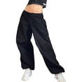thumbnail image 1 of VISgogo, pantalones informales para mujer con cintura elástica, cordón ajustable, decoración de bolsillo, ropa suelta de verano VISgogo  moda, 1 of 5