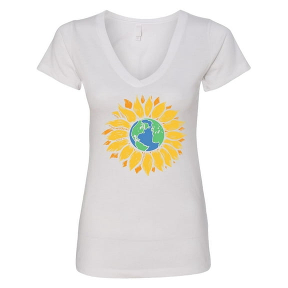Inktastic Earth Sunflower Women's V-Neck T-Shirt