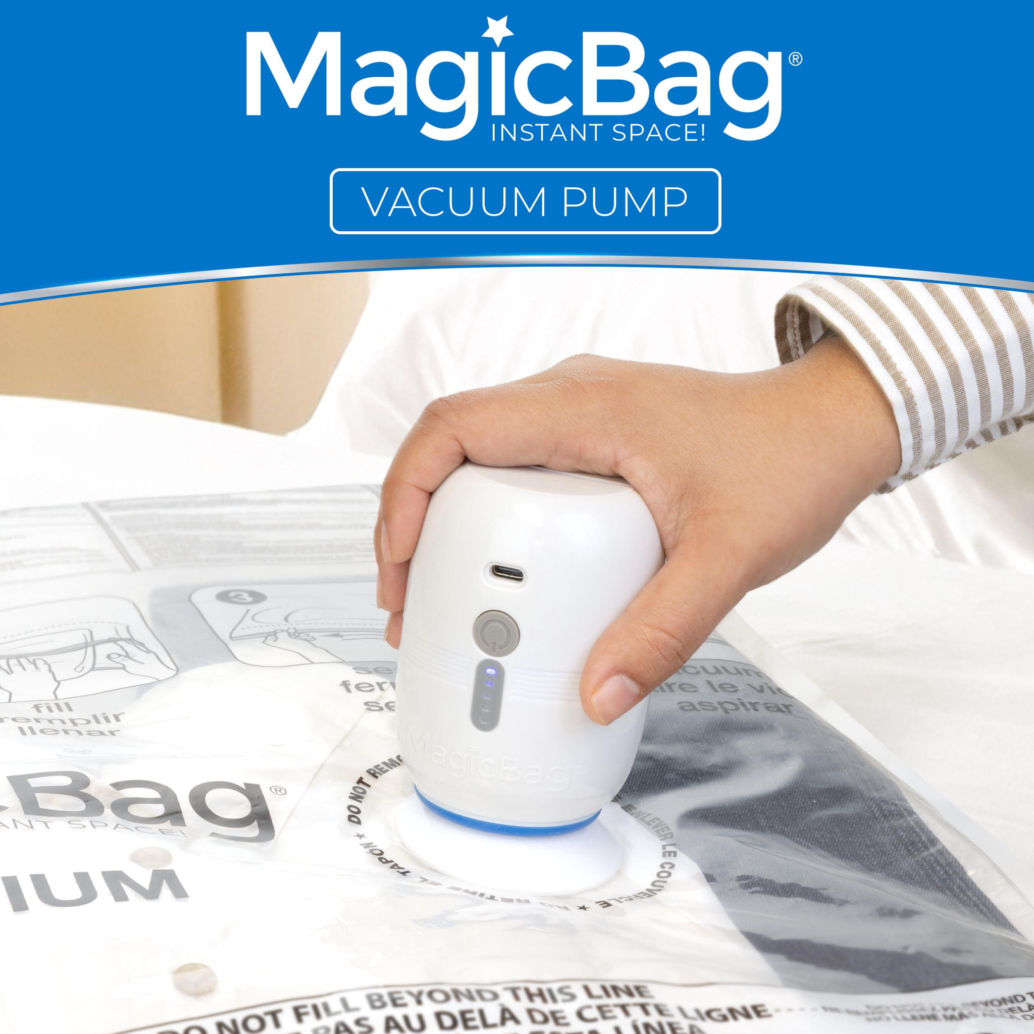 MagicBag Rechargeable Vacuum Pump, Electric Compression Pump for Vacuum Storage Bags, Portable & Lightweight