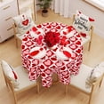 thumbnail image 2 of Valentine''s Day Round Tablecloth Red Pink Hearts Plaids Fabric Table Cloth Washable Love Heart Table Cover for Wedding Anniversary, 60 x 60 Inch, 2 of 7
