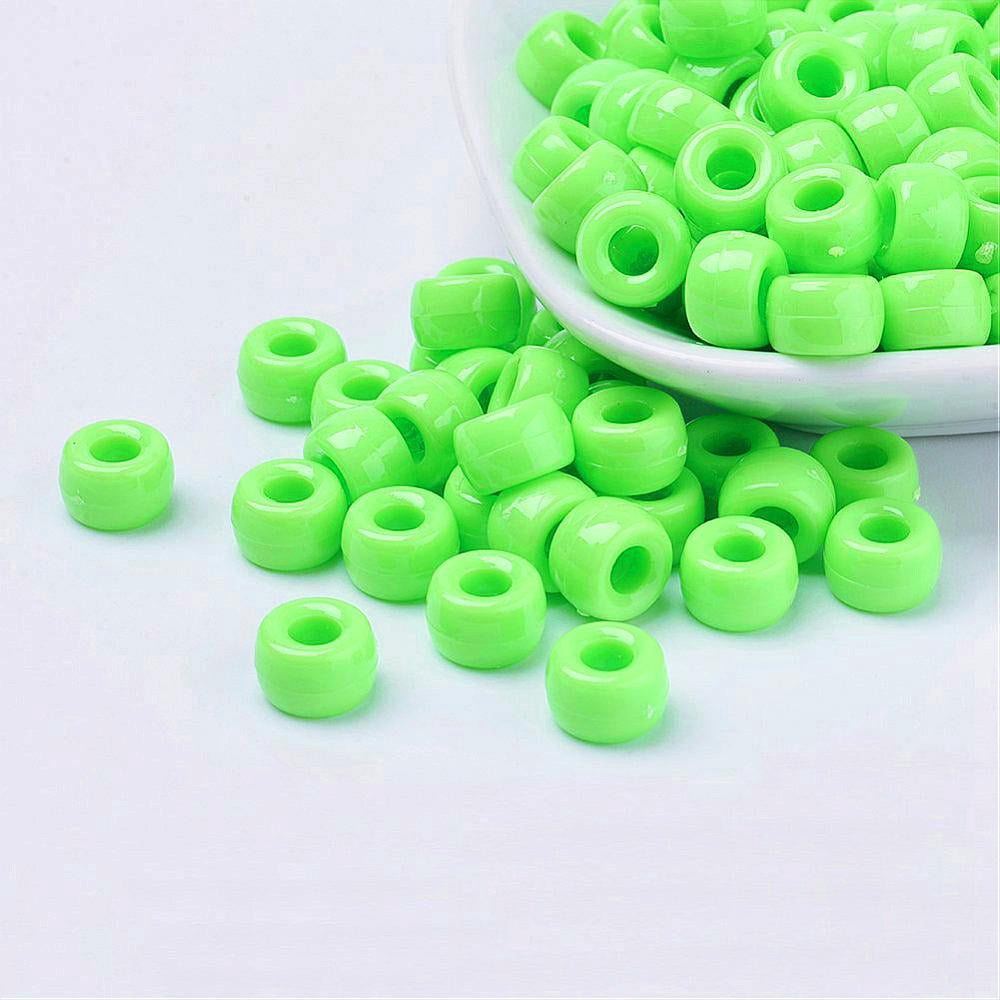 500gs Opaque Acrylic European Beads Barrel Green 9x6mm Hole: 4mm about 1900pcs/500g