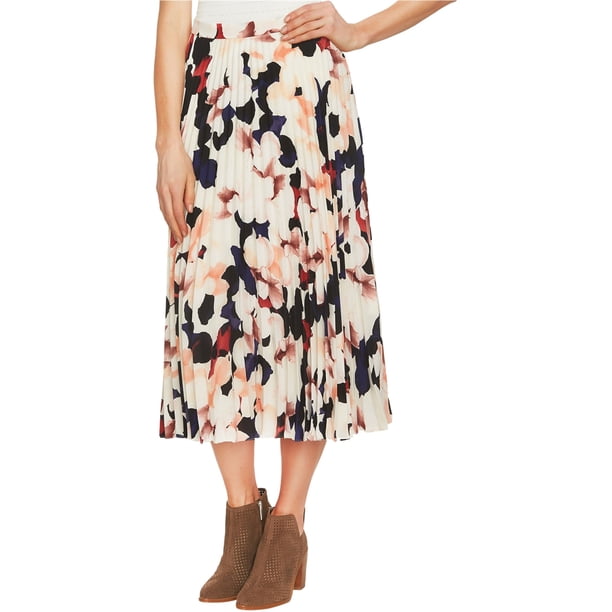 1.STATE Falda plisada estampada para mujer, color hueso, 4