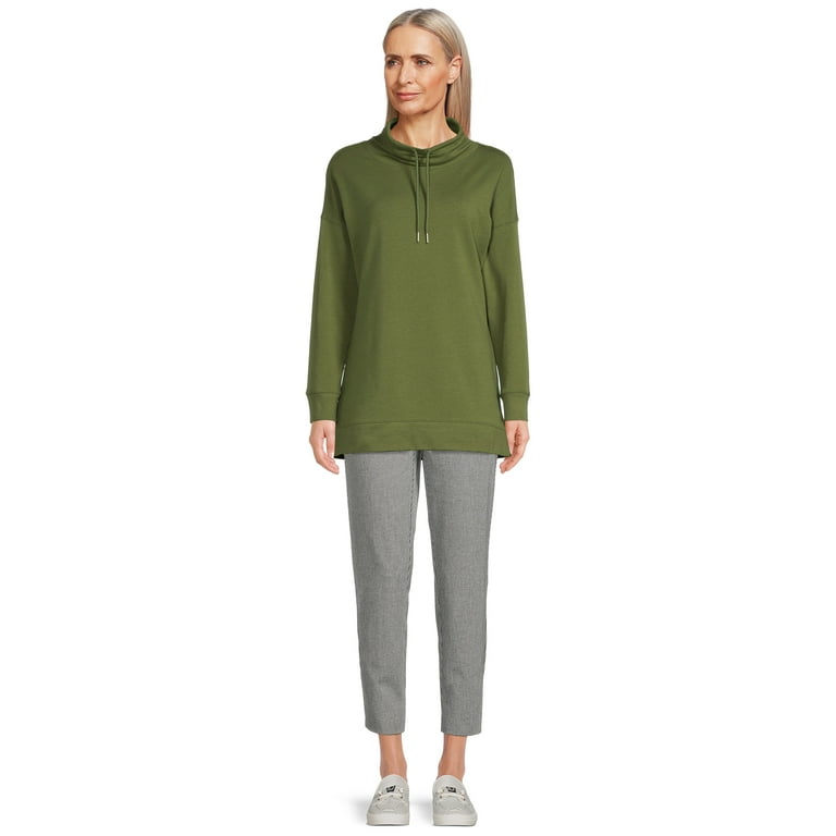 Time and Tru Women s Cowl Neck Tunic Sweatshirt Walmart