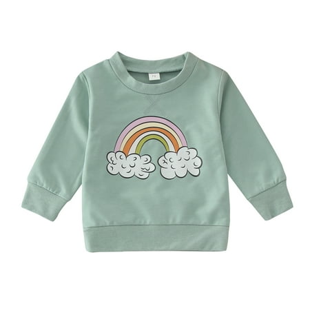 

dmqupv Newborn Infant Baby Girls Boys Print Rainbow Autumn Long Sleeve Tops Hoodie Clothes Girls Pajamas Size 8 - 12 Shirt Green 18-24 Months