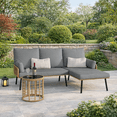 thumbnail image 3 of Aiho 3 Pieces Outdoor Patio Furniture Set, All weather PE Wicker L-shaped Outdoor Sectional Sofa with Tea Table & Soft Cushions, Perfect for Patio, Poolside, Gray, 3 of 10