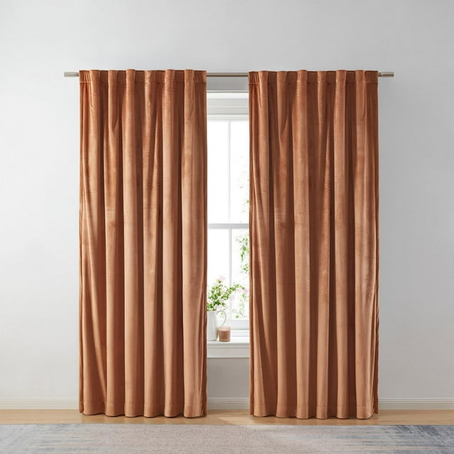 Better Homes & Gardens Velvet Rod Pocket Blackout Window Curtains Panel, 52" x 84"