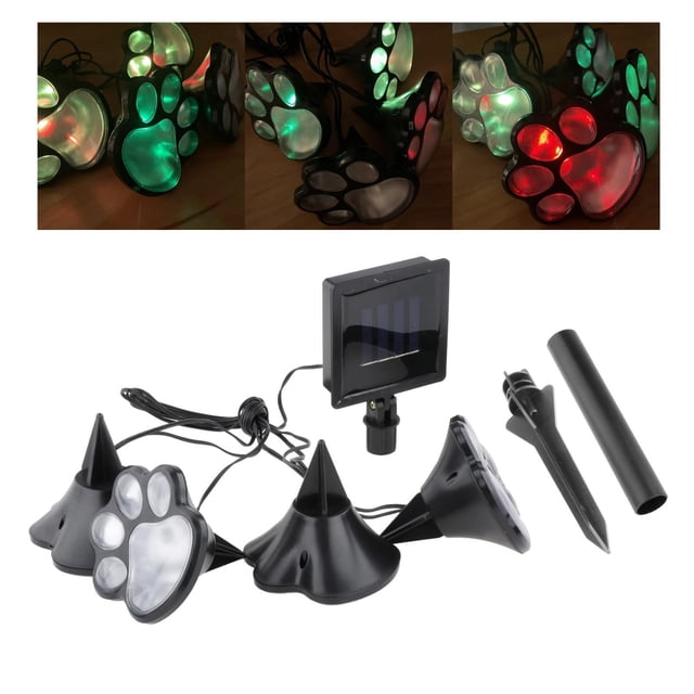 La impresión de del animal de 4 LED enciende la trayectoria solar de LED del jardín al aire libre luz colorida Cola Luces de huellas de patas