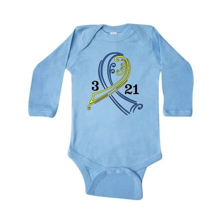 

Inktastic Down Syndrome Ribbon 3 21 Gift Baby Boy or Baby Girl Long Sleeve Bodysuit