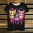 thumbnail image 5 of YueHuiYing Women's Valentine's Day Heart Cute Cat Print Short Sleeve Crew Neck Short Sleeve Crew Neck Top/Shirt, 5 of 6