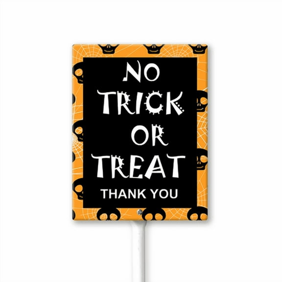 Eveokoki No Trick Or Treat Thank You Aluminum Decorative Garden Stakes - Outdoor Halloween Decor for Home, Yard Signs for Garden Lawn Patio 8x12Inch