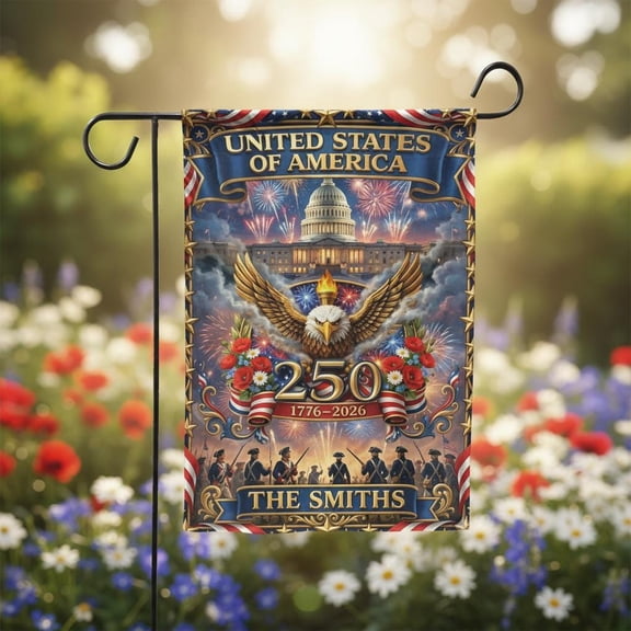 Custom United States 250th Birthday Garden Flag, USA 250 Years Anniversary Banner, Patriotic Eagle Gift