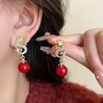 thumbnail image 3 of Mightlink 1 Pair Chinese Style Vintage Earrings Dragon Dangle Earrings Faux Pearl New Year Earrings Jewelry Gift, 3 of 7