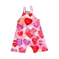 thumbnail image 3 of FAHXNVB Girls Summer Romper Hearts Print Sleeveless V Neck Jumpsuit Short Outfits with Pocket One Piece Casual Clothes 5-14 Years, 3 of 4