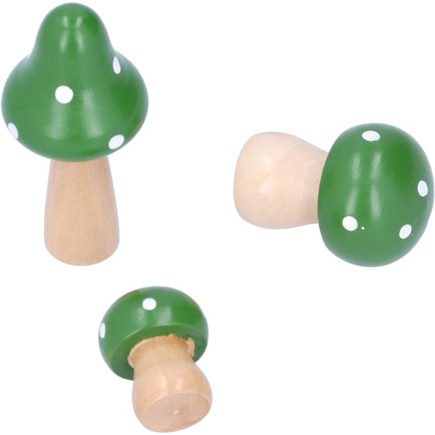 Adornos de madera YONGSHENG setas 3 piezas por juego verde