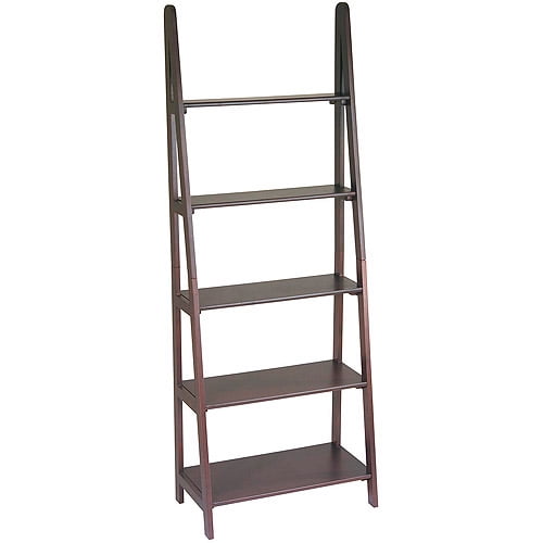 OSP Designs 5-Shelf Ladder Bookcase, Espresso