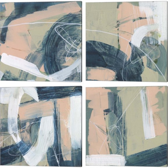 Great Art Now Bubblegum Pop by Jennifer Goldberger 4 Piece Canvas Art Set Each 14"W x 14"H