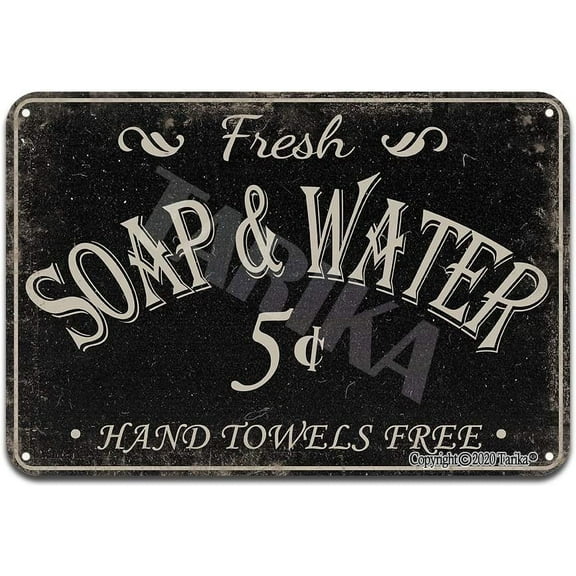 Fresh Soap & Water Hand Towels Free Vintage Bathroom Decor Iron Poster Painting Tin Sign Vintage Wall Decor for Cafe Bar Pub Home Beer Decoration Crafts