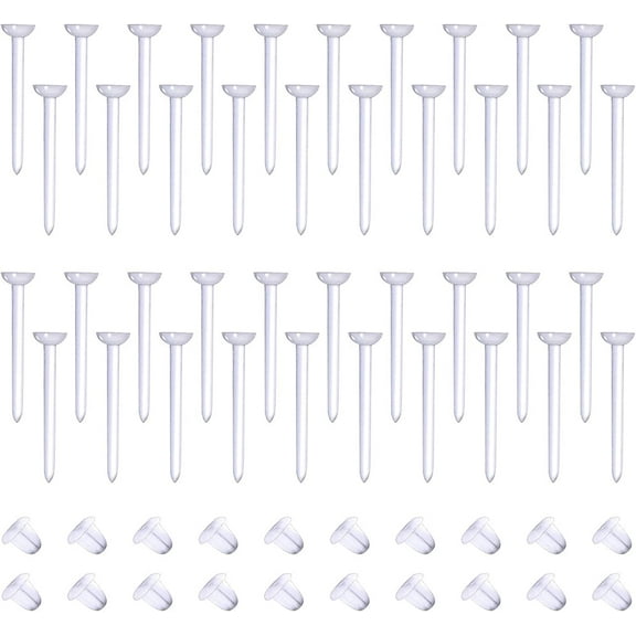 Clear Earrings Studs Retainers Plastic Pins and Back Rubbers Stoppers Acrylic Ear Lobe Tragus Piercing 20G