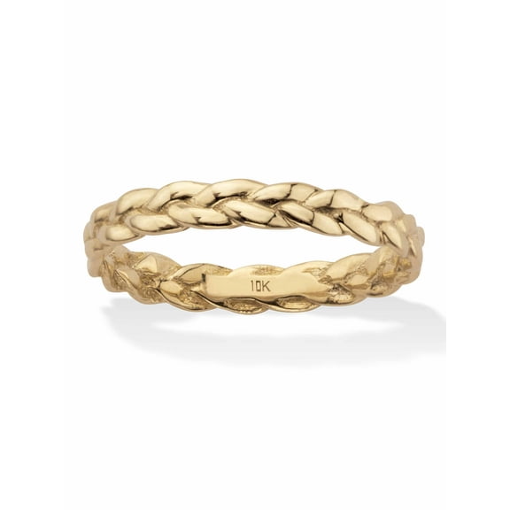 PalmBeach Jewelry Braided Stackable Band Ring 10K Solid Yellow Gold