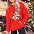 thumbnail image 2 of PMVFHDE Chandails à Capuchon et Chandails pour Filles Chandail Rétro de Noël avec Renne Haut Mignon Col Rond Chandail de Groupe Familial Tenue Preppy Rouge,11-12 Ans, 2 of 4