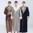 thumbnail image 2 of Camisón de franela para otoño e invierno, albornoz grueso y alargado para parejas, ropa de casa para hombres, 2 of 6