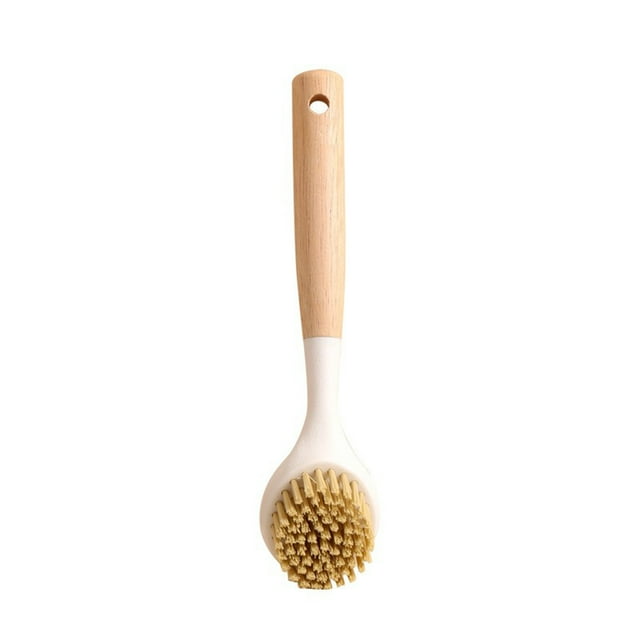 Stainless Steel Wooden Handle Pot Brush Kitchen Brush Pot Stain Remover Hangable Long Handle Household Cleaning Wash Pots And Pans