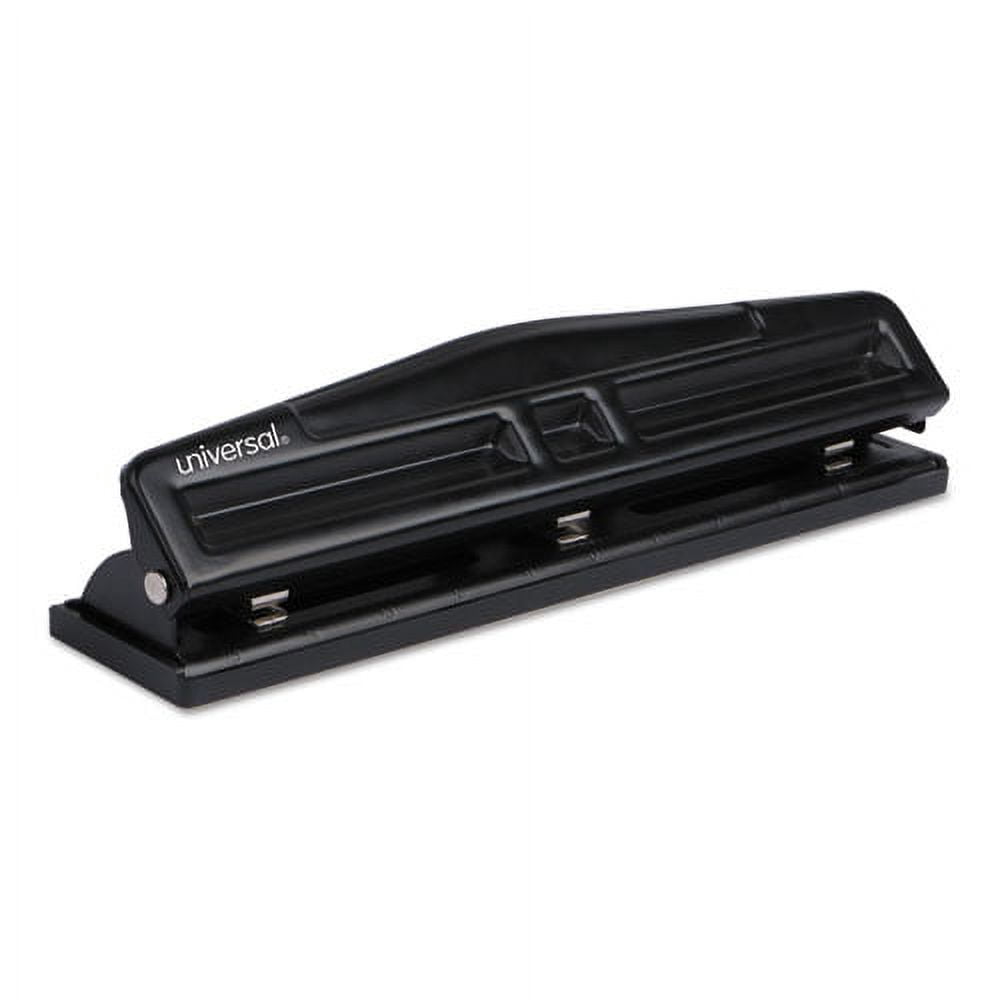 12-Sheet Deluxe Two- And Three-Hole Adjustable Punch, 9/32" Holes, Black | Bundle of 2 Each