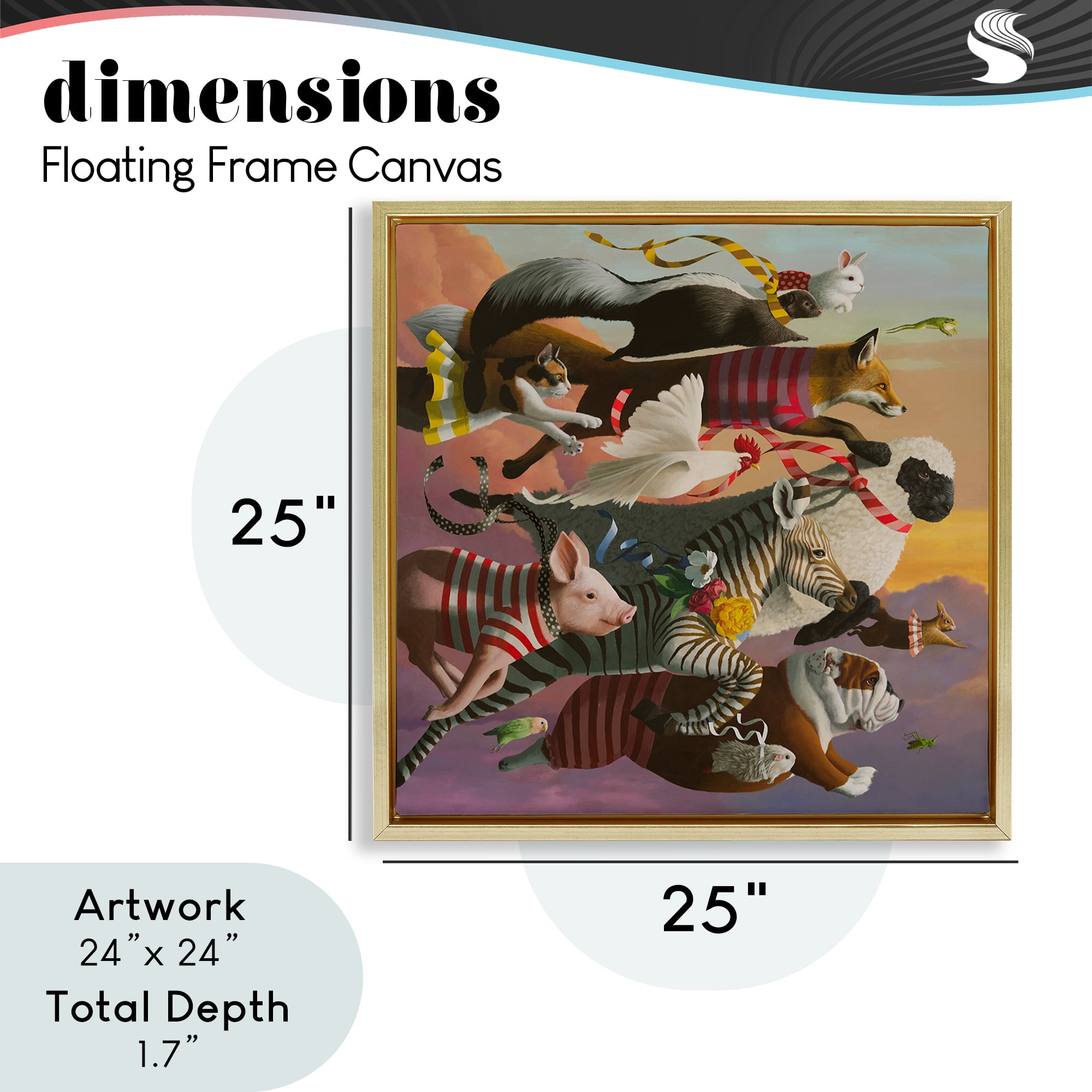 Thick As Thieves Animals Gold Framed Floater Canvas Wall Art, design by Heather Gauthier