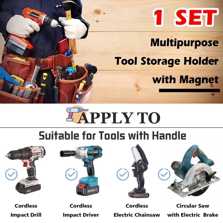 ULIBERMAGNET Magnetic Tool Holster Kit - Belt Clip For Drills, Screwdrivers, Wrenches, Tape Measure