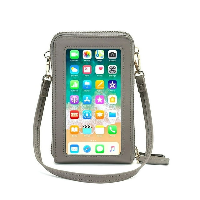 Shelf Touches Screen Rfid Blocking Cellphone Purse Mobile Phone Crossbody Shoulder Bag Pouch(Orange)