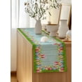 thumbnail image 5 of Table Runner 90 Inches Long for Kitchen Dining, Easter Dresser Scarf Farmhouse, Dining Table Decorations for Wedding/Parties, Spring Rabbit Ears Colorful Eggs Wooden Grian 13 x 90 In, 5 of 8