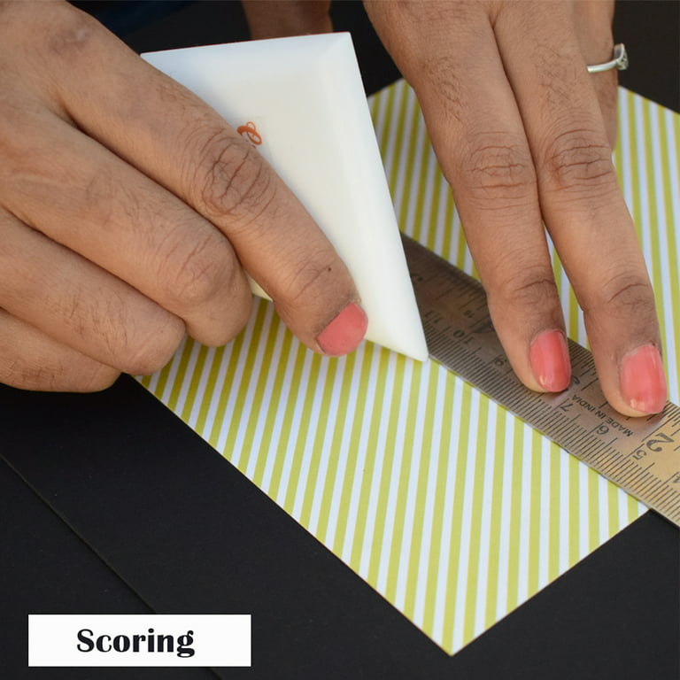 CrafTreat Teflon Bone Folder and Scoring Tool - Ergo Square - Paper Scorer for Paper Crafting, Origami, Bookbinding, Scrapbooking - Leather