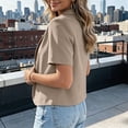 thumbnail image 4 of Admvng Women's Short Sleeve Cropped Blazer Lapel Collar Lightweight Cropped Suit Jacket Casual Work Tops, 4 of 7