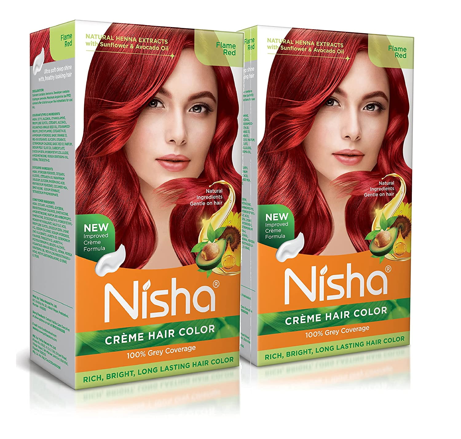 Creme Hair Color | Natural Henna Extract | Hair Dye Colour | Flame Red, 4.06 Fl Oz (Pack of 2)