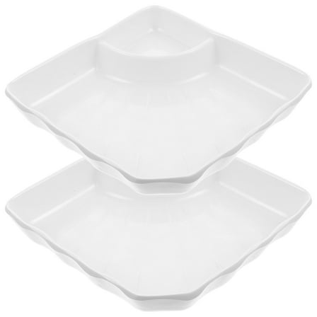 PTOOTP White Dumpling Plate with Sauce Dish Set, 2 Pieces, Food Serving Plates for Appetizers and Snacks