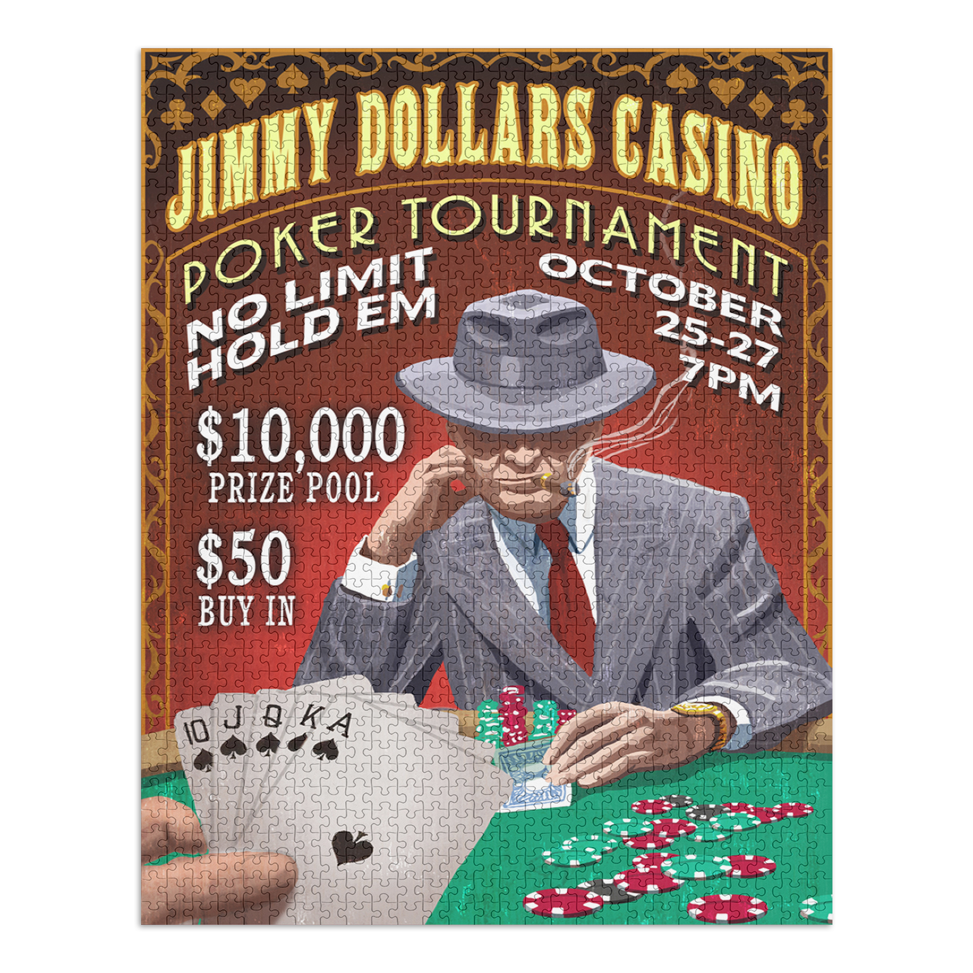 Poker Tournament, Vintage Sign (1000 Piece Puzzle, Size 19x27, Challenging Jigsaw Puzzle for Adults and Family, Made in USA) - image 2 of 4